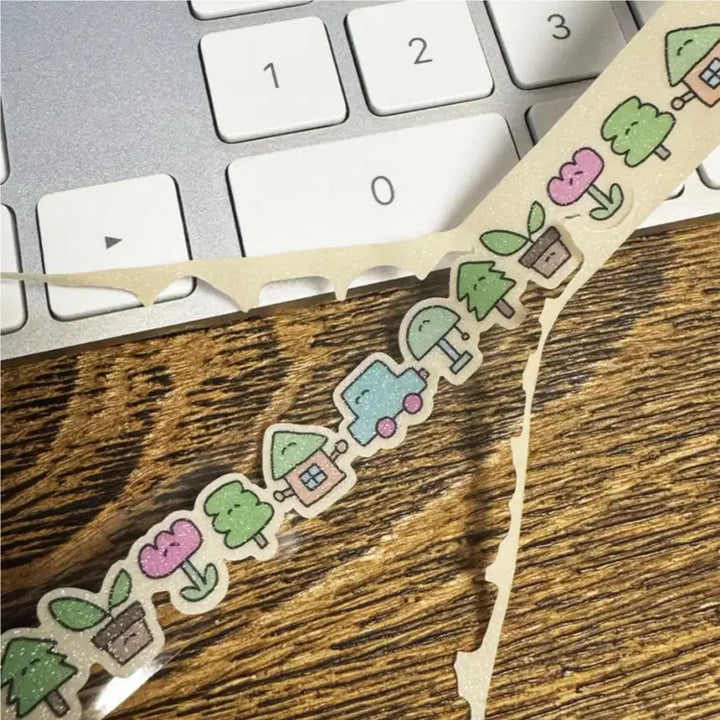 [BUNJANG] Suki Doki Die-Cut Glitter Washi Tape 12-Piece Set / [수키도키] 다이컷 글리터 마테 12종 세트 / 마테띵 소분