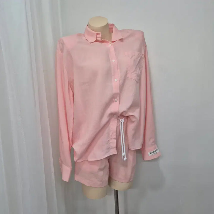 [BUNJANG] Pink Long Sleeve Shirt and Shorts Set / 핑크색 긴팔 셔츠 반바지 세트