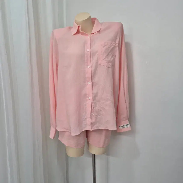 [BUNJANG] Pink Long Sleeve Shirt and Shorts Set / 핑크색 긴팔 셔츠 반바지 세트