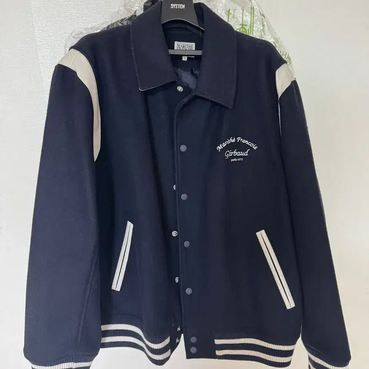 [BUNJANG] Marithe + Francois Girbaud Chain Logo Wool Varsity Jacket / 마리떼 푸랑소와 저버 체인로고 울 바시티