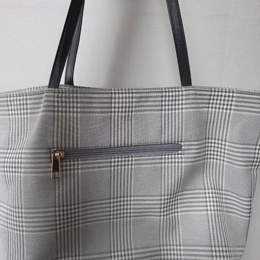 [BUNJANG] Hazzys Nylon Blend Shopper Bag (Gray Check Pattern) / [헤지스] 나일론 혼방 쇼퍼백(그레이 체크패턴)