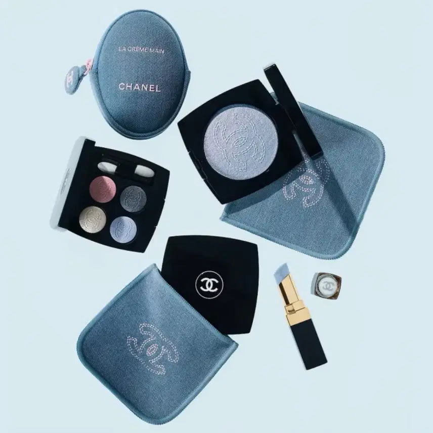 [BUNJANG] Chanel Coco Denim Highlighter with Pouch / 미개봉) 국문탭) 샤넬 코코 데님 하이라이터 (샤넬 대형 파우치 증정)