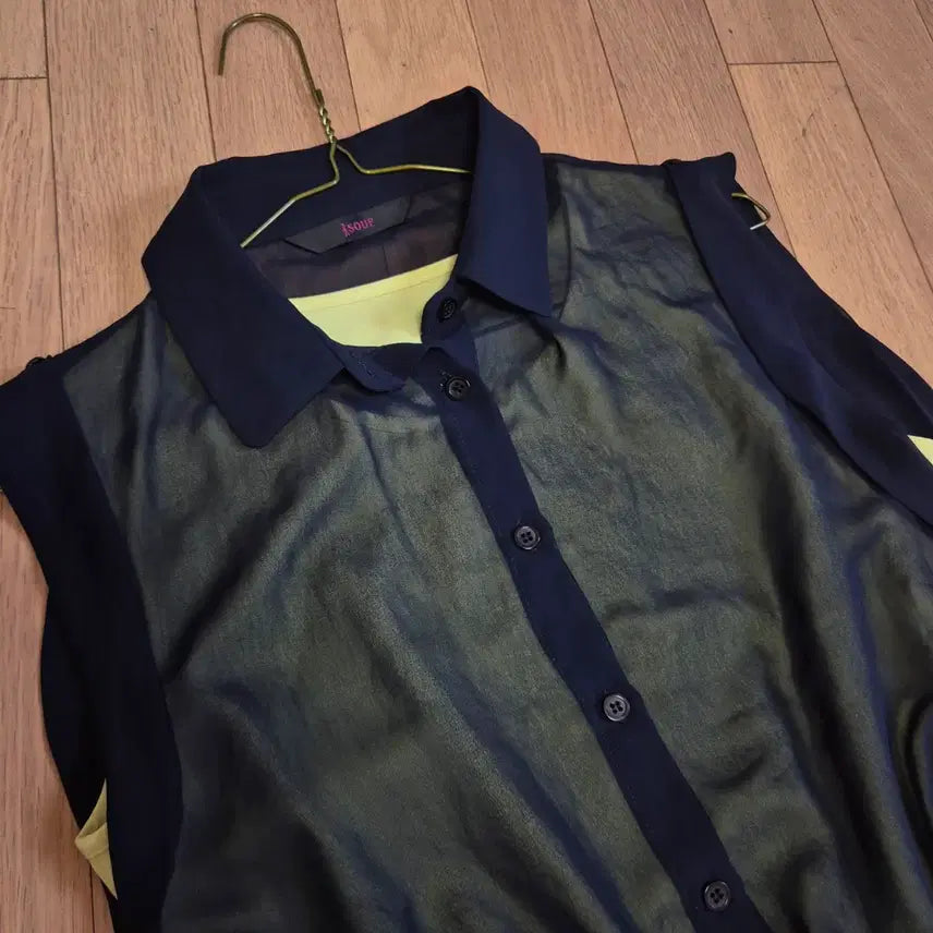 [BUNJANG] Soup Navy Sheer Collar Dress / Soup 네이비 시스루 카라 원피스 66