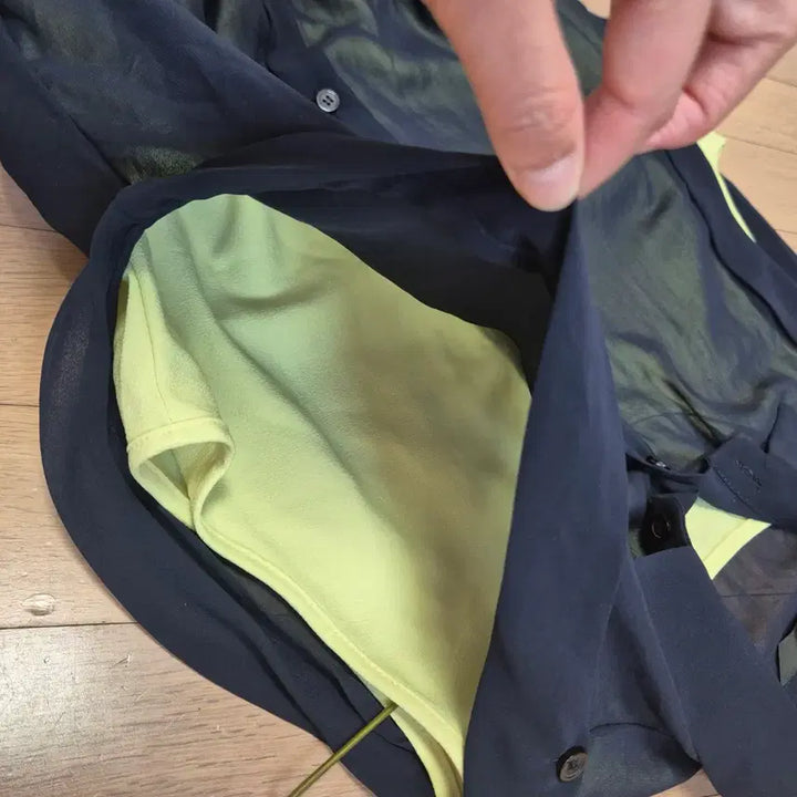 [BUNJANG] Soup Navy Sheer Collar Dress / Soup 네이비 시스루 카라 원피스 66