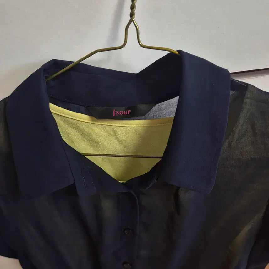 [BUNJANG] Soup Navy Sheer Collar Dress / Soup 네이비 시스루 카라 원피스 66