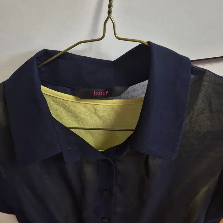 [BUNJANG] Soup Navy Sheer Collar Dress / Soup 네이비 시스루 카라 원피스 66