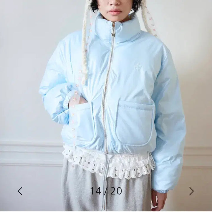 [BUNJANG] JOLIE RAID Emma Gaspari Reversible Puffer Jacket Glow Blue / 졸리레이드 x 에마 가스파 리버시블 퍼퍼 자켓 글로우 블루