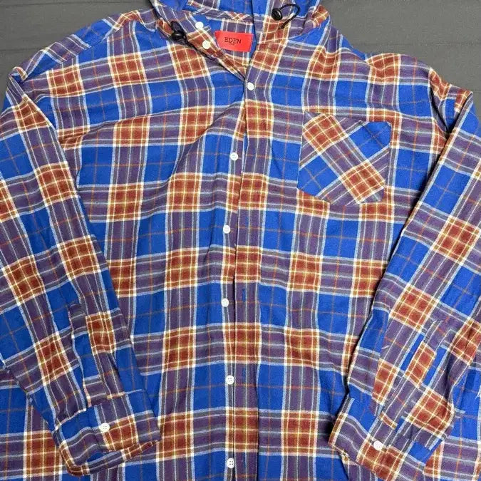 [BUNJANG] EDEN Checkered Hoodie Shirt / EDEN 체크 후드 셔츠 판매합니다.