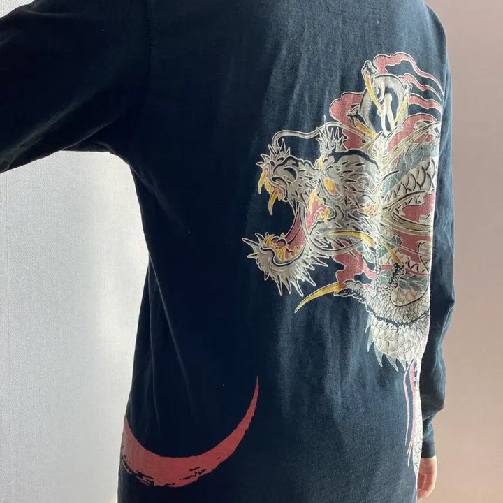 [BUNJANG] Crop Head Dragon & Sakura Long Sleeve / 크롭 헤드 드래곤 & 사쿠라 롱 슬리브