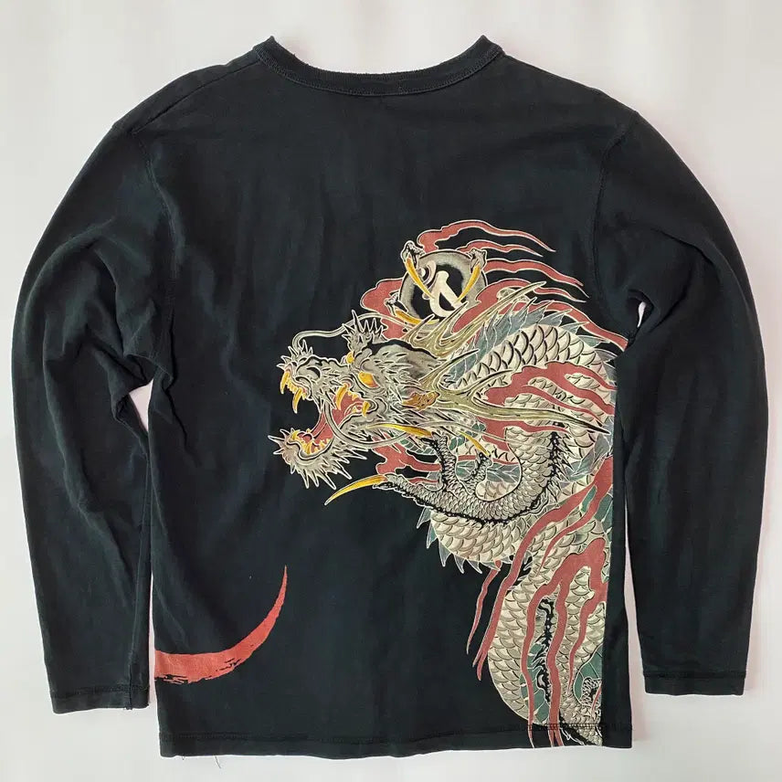 [BUNJANG] Crop Head Dragon & Sakura Long Sleeve / 크롭 헤드 드래곤 & 사쿠라 롱 슬리브