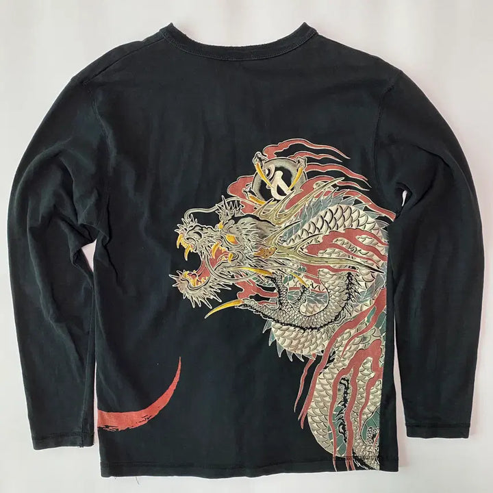 [BUNJANG] Crop Head Dragon & Sakura Long Sleeve / 크롭 헤드 드래곤 & 사쿠라 롱 슬리브