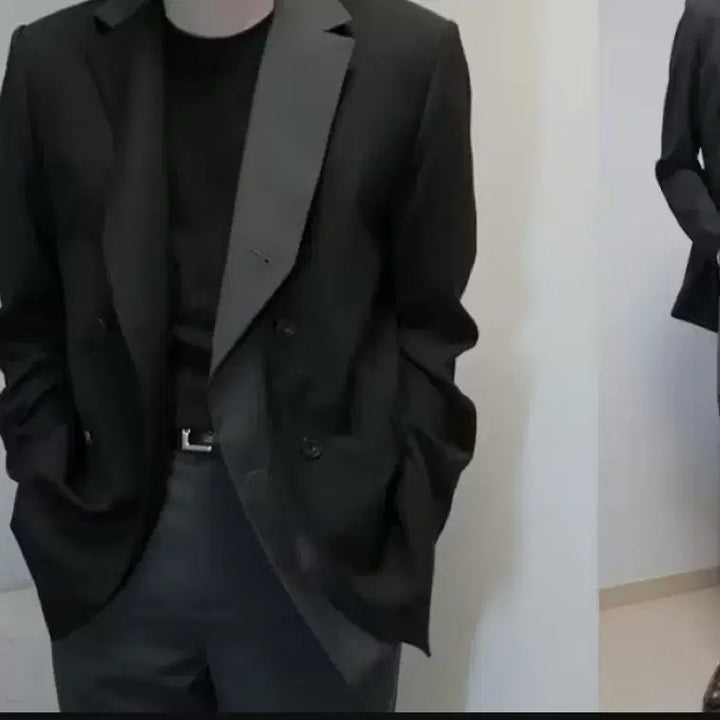 [BUNJANG] Rocoberry Double Layered Blazer Gray L Size / 로코베이직 더블 레이어드 블레이저 그레이 L사이즈