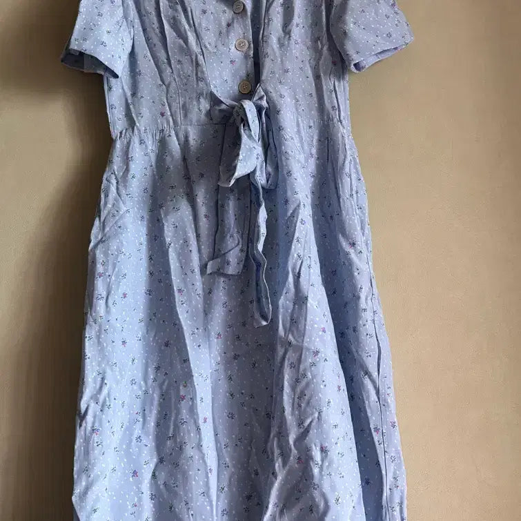 [BUNJANG] Summer Floral Long Dress / 새상품하늘색꽃무늬이쁜롱원피스반팔원피스여름치마블라우스55사이즈데이트룩