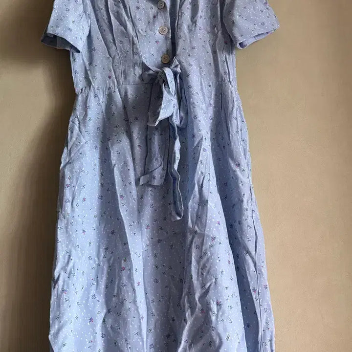 [BUNJANG] Summer Floral Long Dress / 새상품하늘색꽃무늬이쁜롱원피스반팔원피스여름치마블라우스55사이즈데이트룩