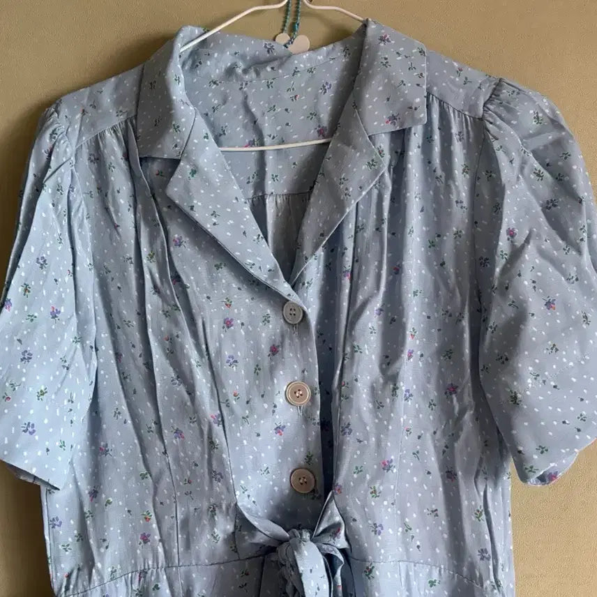 [BUNJANG] Summer Floral Long Dress / 새상품하늘색꽃무늬이쁜롱원피스반팔원피스여름치마블라우스55사이즈데이트룩