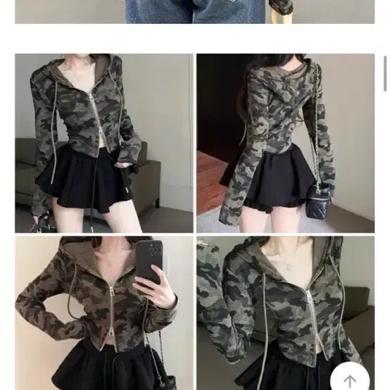 [BUNJANG] Camouflage Crop Hoodie Zip-up / 카모플라쥬 크롭 후드집업