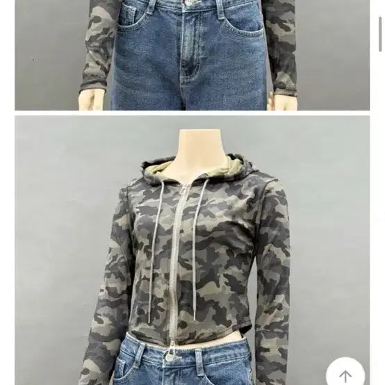 [BUNJANG] Camouflage Crop Hoodie Zip-up / 카모플라쥬 크롭 후드집업