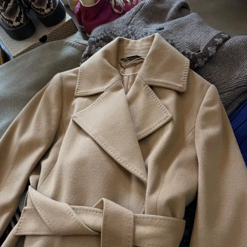[BUNJANG] Brooks Brothers Loro Piana Camel Belted Loop Coat (Size 2) / 브룩스 브라더스 로로피아나 원단 카멜 벨티드 루프 코트 2 사이즈