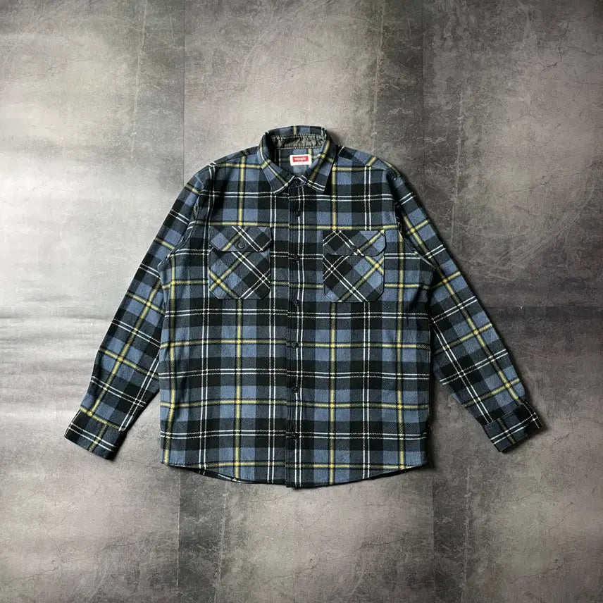 [BUNJANG] Wrangler Vintage Blue Check Flannel Shirt Jacket / WRANGLER 랭글러 빈티지 블루 체크 플란넬 셔츠자켓 A00453