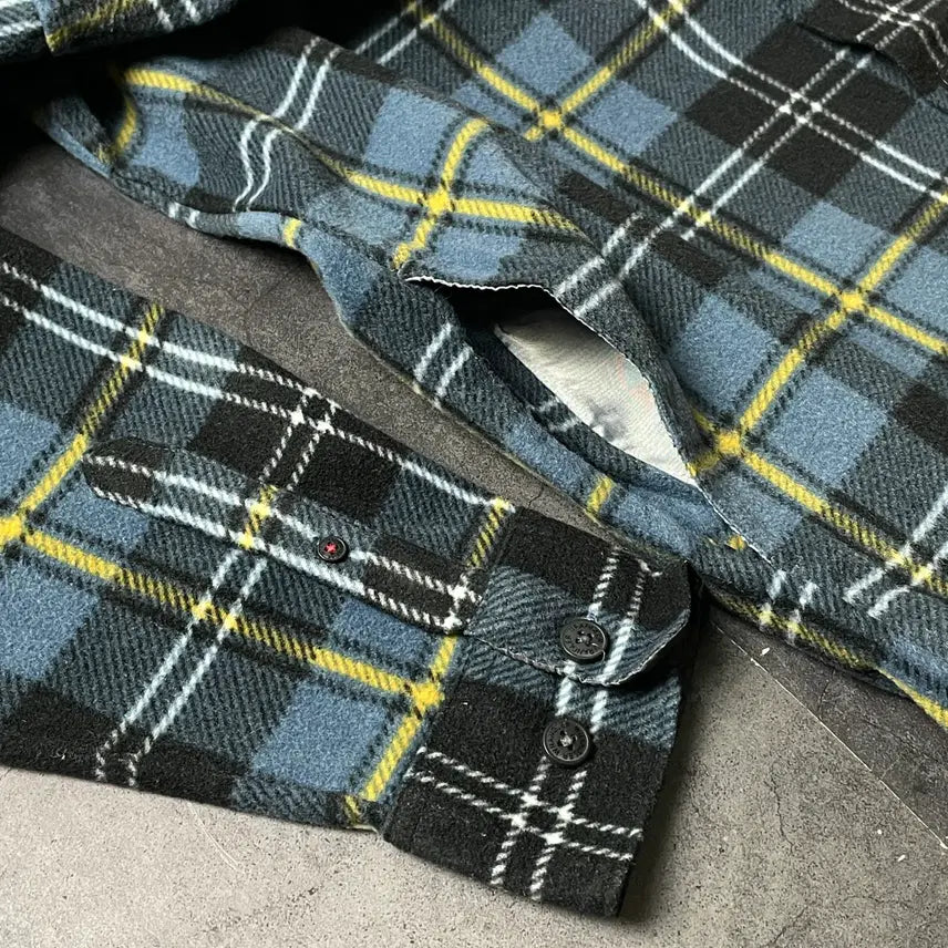 [BUNJANG] Wrangler Vintage Blue Check Flannel Shirt Jacket / WRANGLER 랭글러 빈티지 블루 체크 플란넬 셔츠자켓 A00453