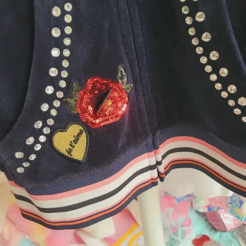 [BUNJANG] Juicy Couture Velvet Navy Sweatshirt / 쥬시 꾸뛰르 벨벳 맨투맨 네이비