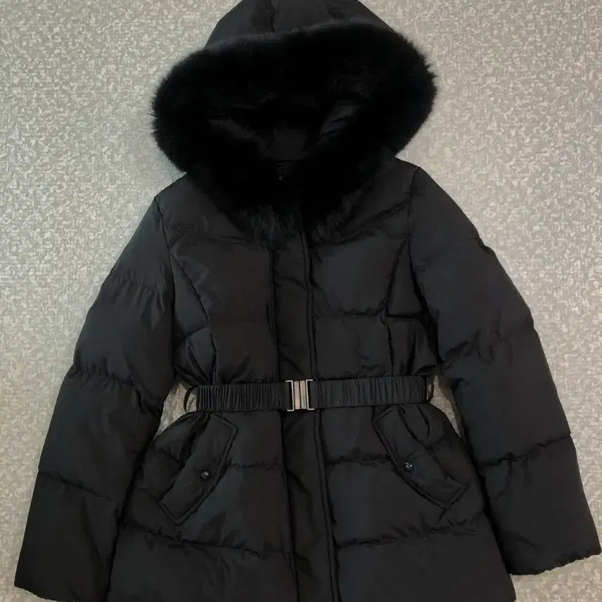[BUNJANG] Clavis 2025 Fox Fur Black Belted Padded Jacket / 클라비스 25년 폭스퍼 블랙 벨트 패딩 벨티드 재킷 점퍼 자켓 코트 검정