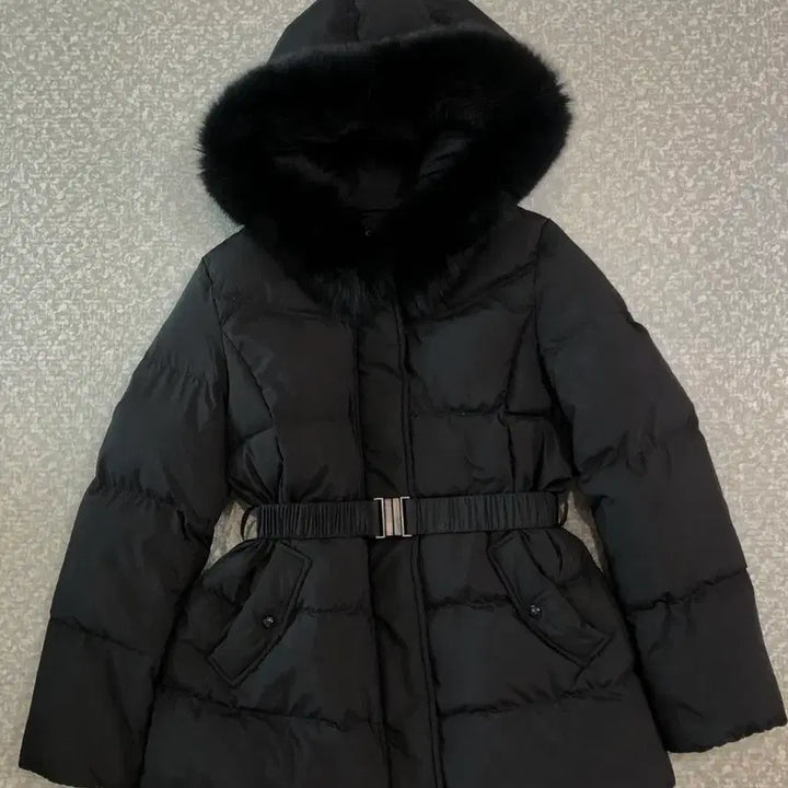 [BUNJANG] Clavis 2025 Fox Fur Black Belted Padded Jacket / 클라비스 25년 폭스퍼 블랙 벨트 패딩 벨티드 재킷 점퍼 자켓 코트 검정