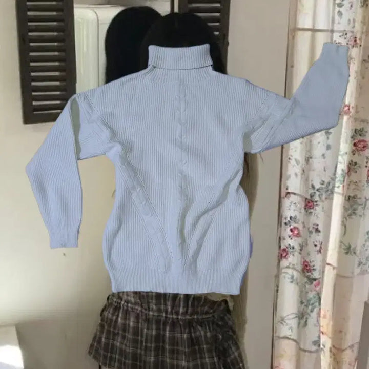 [BUNJANG] Mori Girl Ivory High Neck Turtleneck Knit / 모리걸 아이보리 하이넥 터틀넥 니트