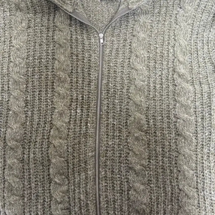 [BUNJANG] Kkwabaegi Knit Zip-up Cardigan / [새상품]꽈배기 니트 집업 가디건 FREE