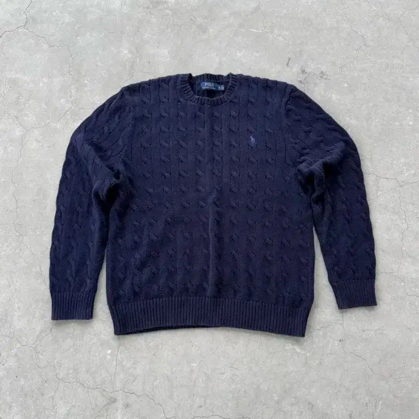 [BUNJANG] Cable Knit Cotton Sweater / 폴로 케이블 코튼 니트