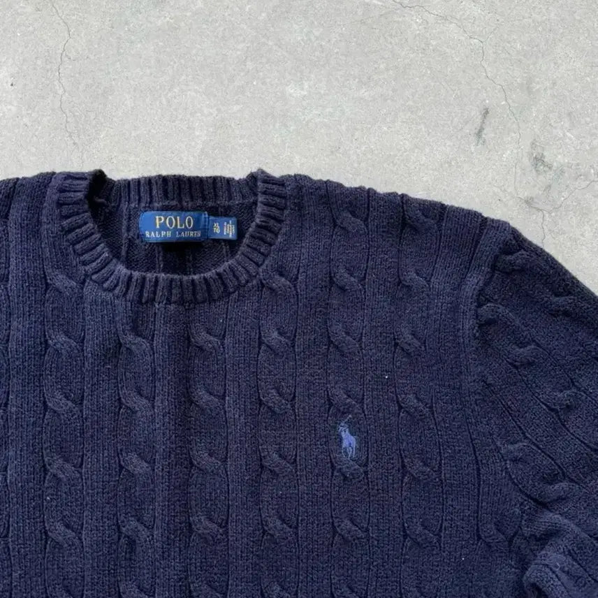 [BUNJANG] Cable Knit Cotton Sweater / 폴로 케이블 코튼 니트