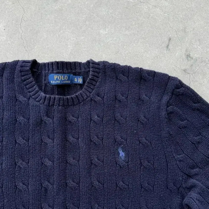 [BUNJANG] Cable Knit Cotton Sweater / 폴로 케이블 코튼 니트