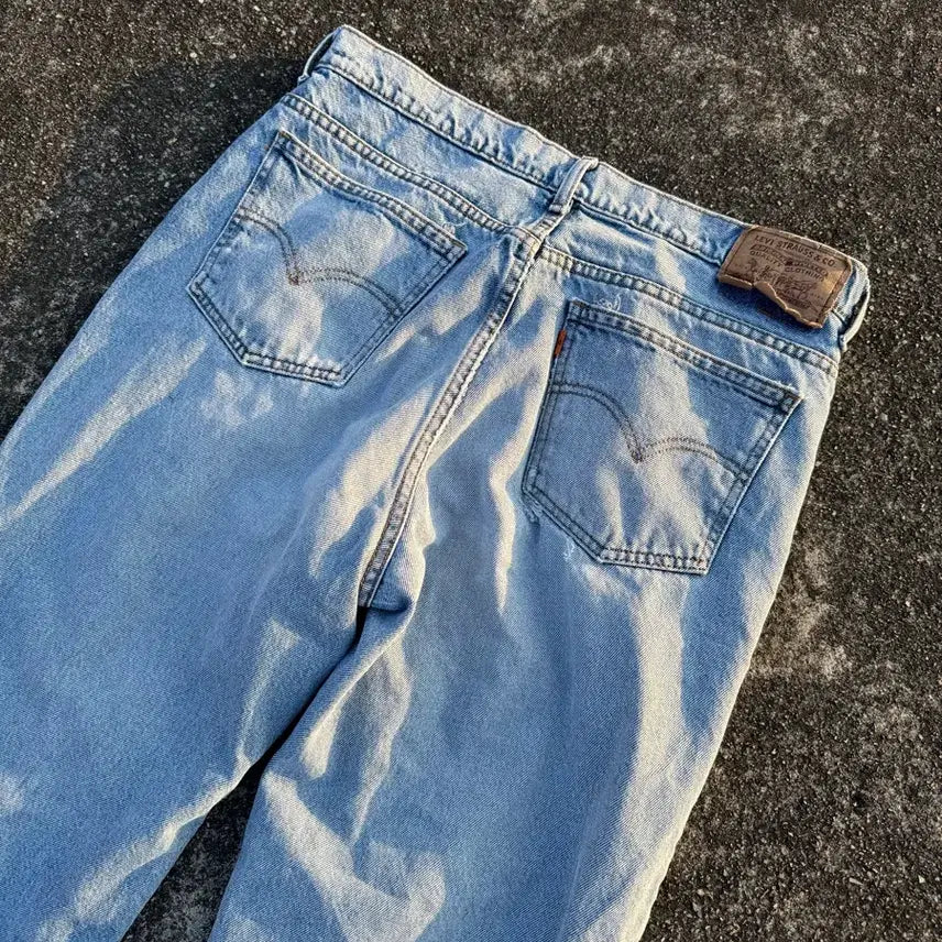 [BUNJANG] Vintage Levi's 220 Orange Tab Washed Jeans 36 Wide Pants / 90S 빈티지 리바이스 220 오렌지탭 워싱진 36 와이드 팬츠