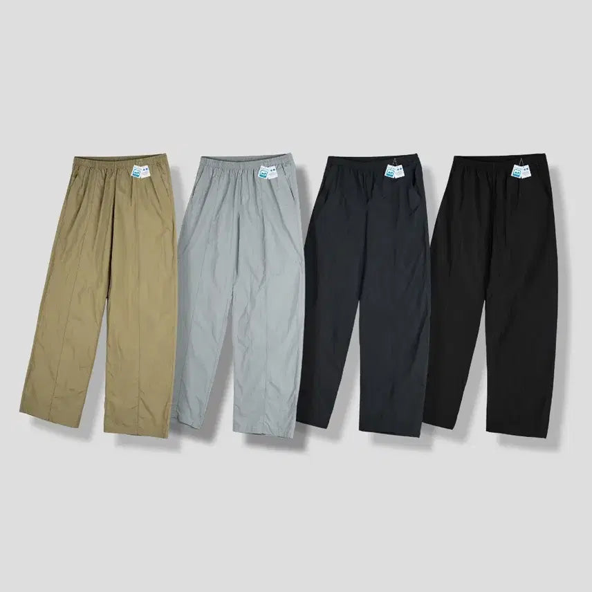 [BUNJANG] Men's Wide Leg Nylon Pants / 남자 절개 나일론 롱기장 와이드 밴딩 팬츠 4컬러