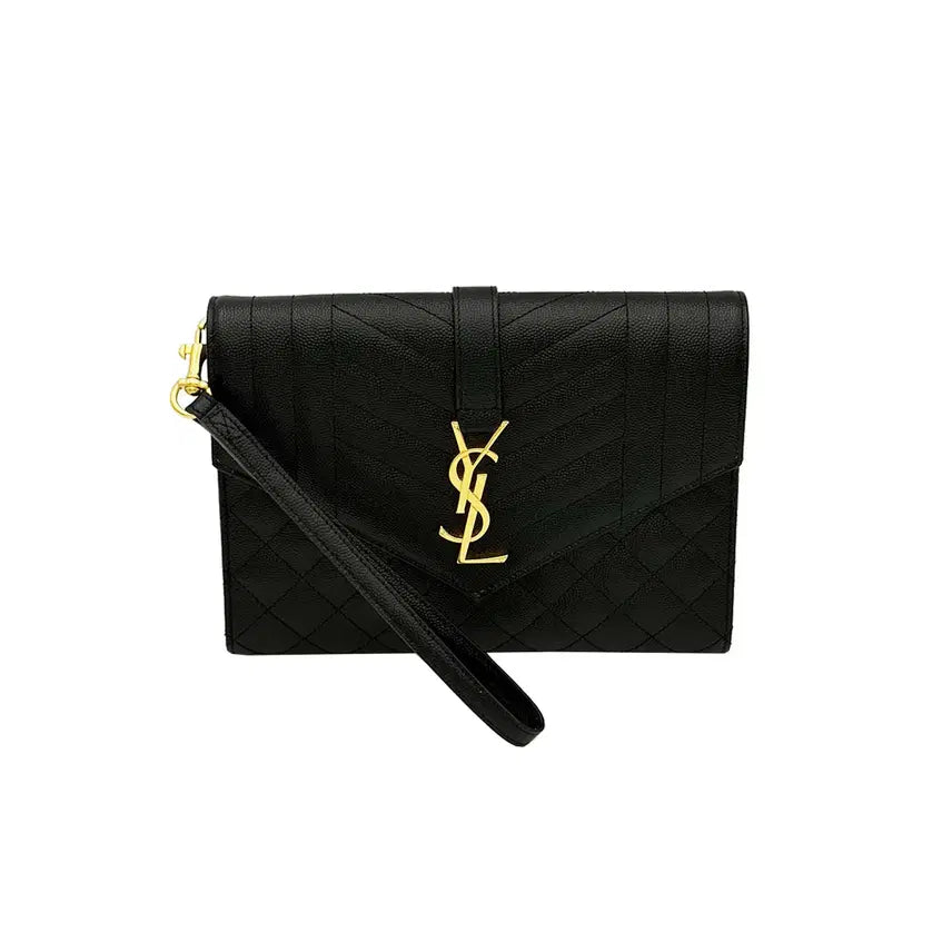 [BUNJANG] Saint Laurent 651030 Matelassé Clutch Bag / 생로랑 651030 블랙 마틀라쎄 금장 스트랩 클러치백