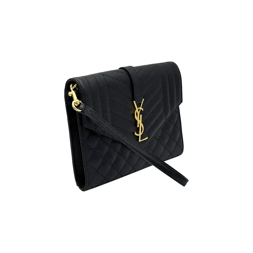 [BUNJANG] Saint Laurent 651030 Matelassé Clutch Bag / 생로랑 651030 블랙 마틀라쎄 금장 스트랩 클러치백