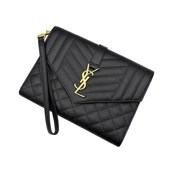 [BUNJANG] Saint Laurent 651030 Matelassé Clutch Bag / 생로랑 651030 블랙 마틀라쎄 금장 스트랩 클러치백