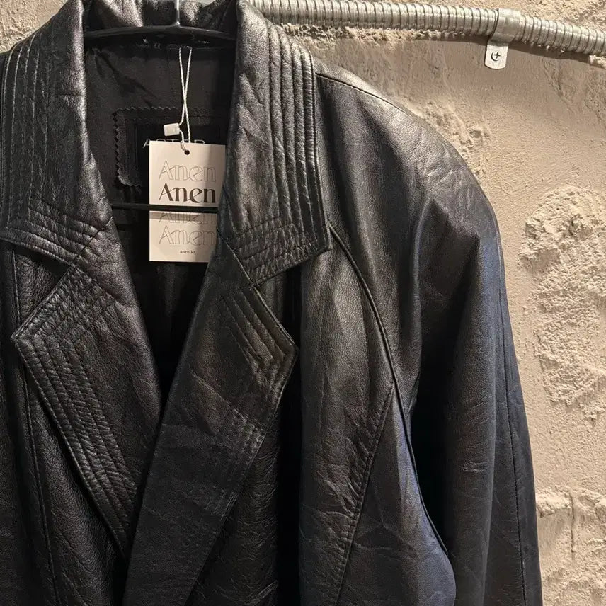 [BUNJANG] ASTOR KOBE Double Leather Long Coat / S 아스토르ASTOR KOBE 이태리 양가죽 더블 레더 롱코트 블랙