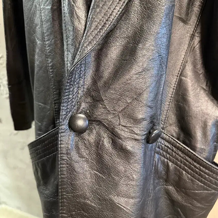 [BUNJANG] ASTOR KOBE Double Leather Long Coat / S 아스토르ASTOR KOBE 이태리 양가죽 더블 레더 롱코트 블랙