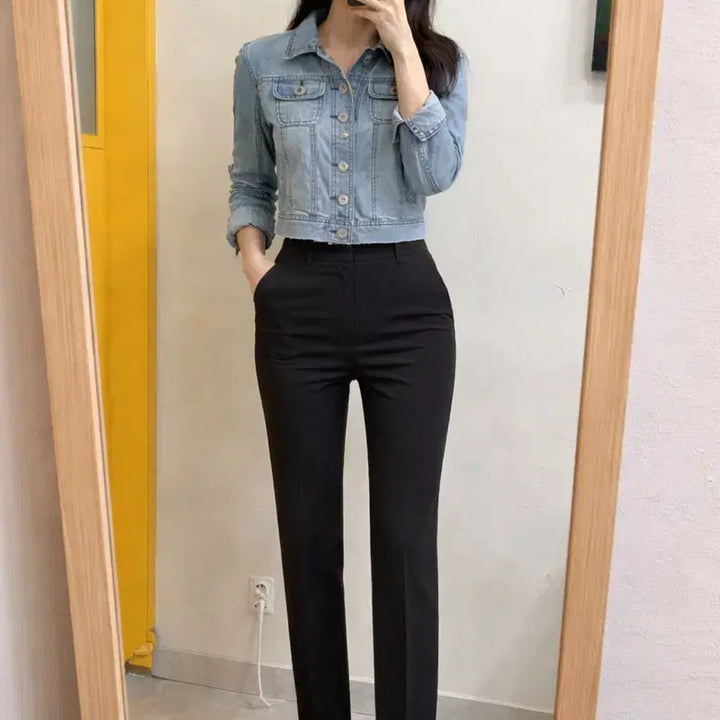 [BUNJANG] Crop Denim Jacket (M) / 여성 크롭 연청 데님자켓 /M 55~66 /슬림핏/허리라인 예쁜 청자켓