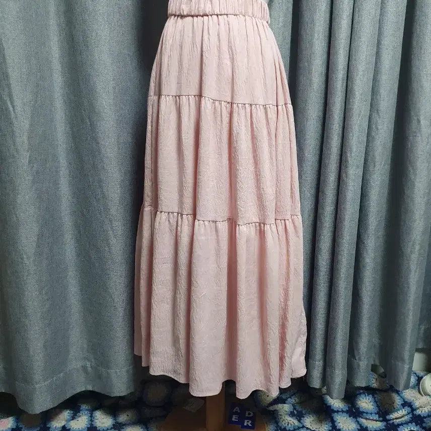 [BUNJANG] Pink Bending Long Skirt / 핑크 밴딩 캉캉 롱스커트