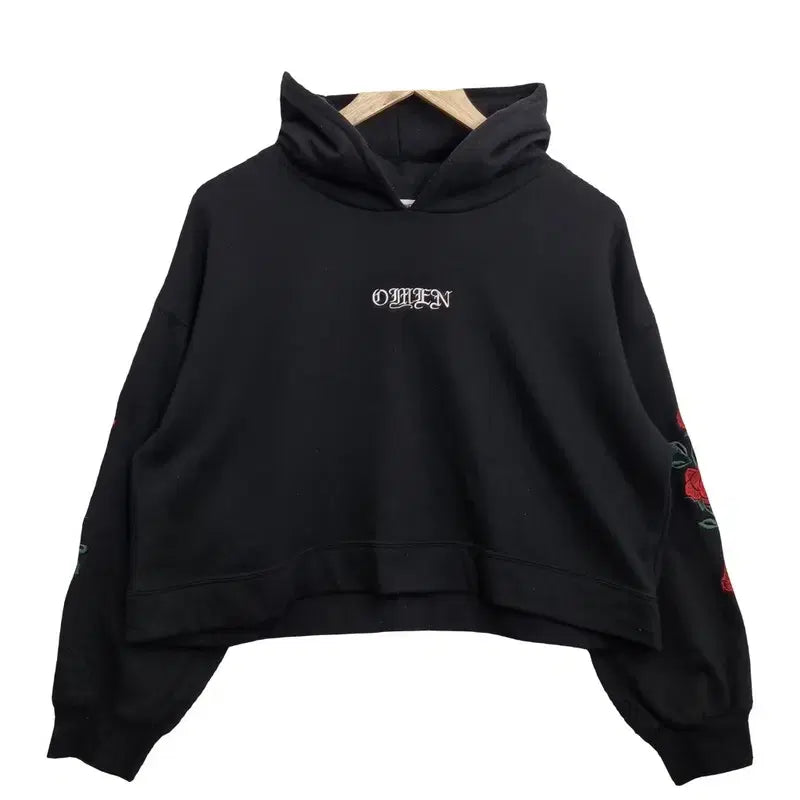 [BUNJANG] WEGO Black Cropped Hoodie / WEGO 위고 블랙 크롭 후드티셔츠 [F] 기모 후드 크롭 티셔츠