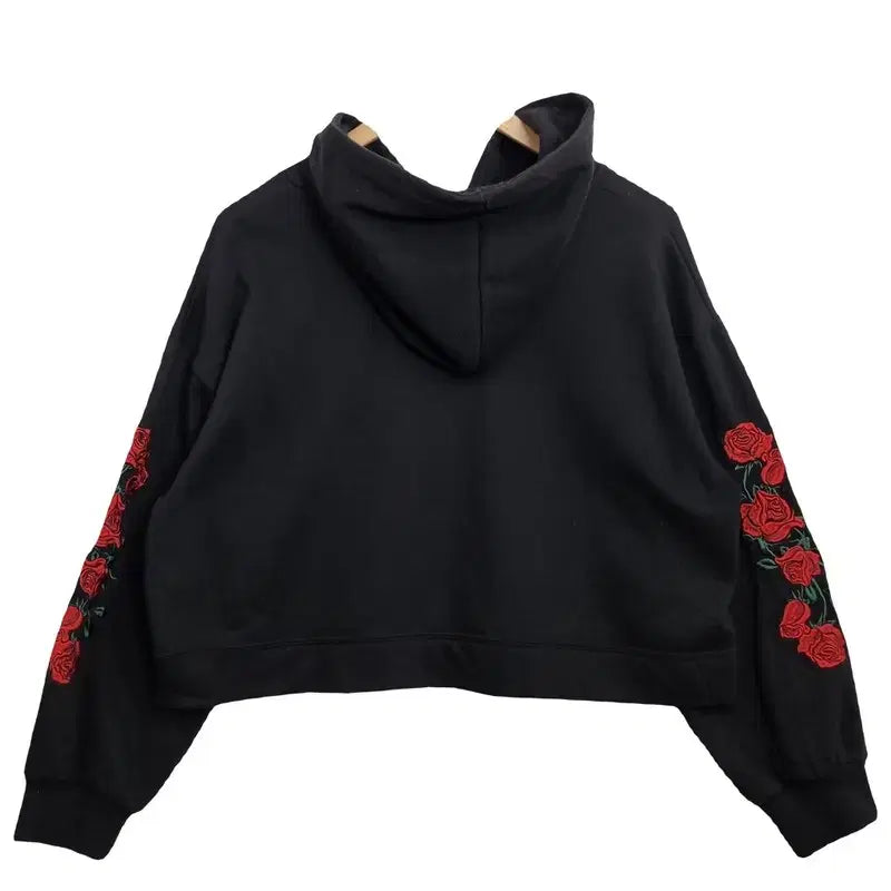 [BUNJANG] WEGO Black Cropped Hoodie / WEGO 위고 블랙 크롭 후드티셔츠 [F] 기모 후드 크롭 티셔츠