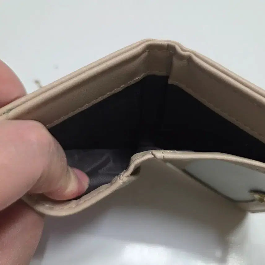 [BUNJANG] Daisy Embroidered Beige Wallet / 데이지 자수 반지갑 베이지색