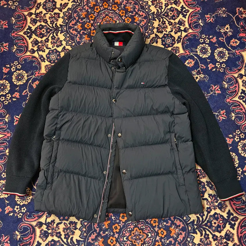 [BUNJANG] Tommy Hilfiger Goose Down Layered Padded Jumper / 타미힐피거 구스다운 니트 레이어드 패딩 점퍼