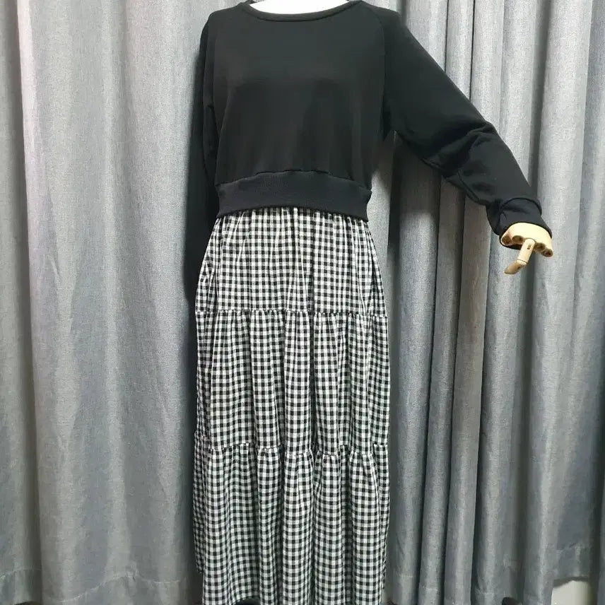 [BUNJANG] Maxi Dress / 체크배색 맥시 원피스