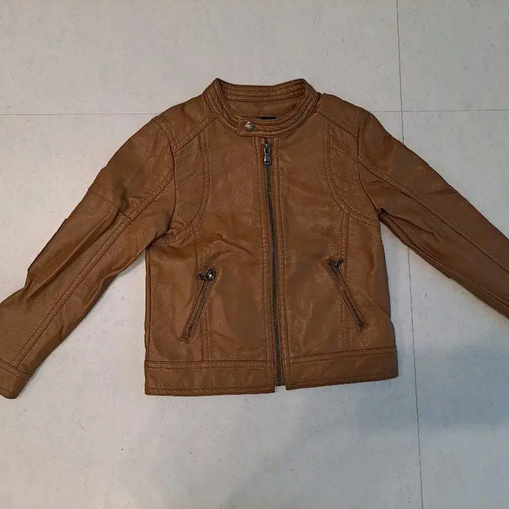 [BUNJANG] Commen Cer Brown Leather Jacket 120 / Co mmen cer 브라운 레더 자켓 120