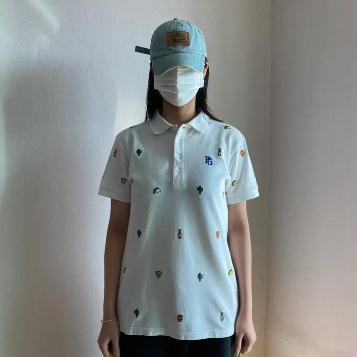 [BUNJANG] Pearly Gates White Embroidered Pique Shirt / [Pearly Gates] 위트 자수 화이트 피케 셔츠