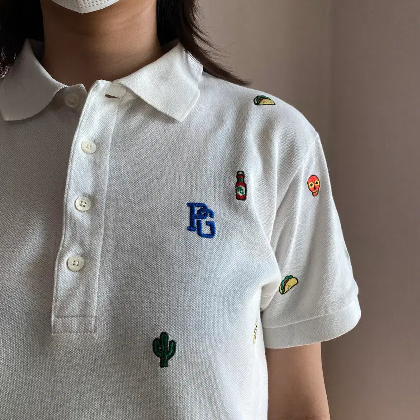 [BUNJANG] Pearly Gates White Embroidered Pique Shirt / [Pearly Gates] 위트 자수 화이트 피케 셔츠