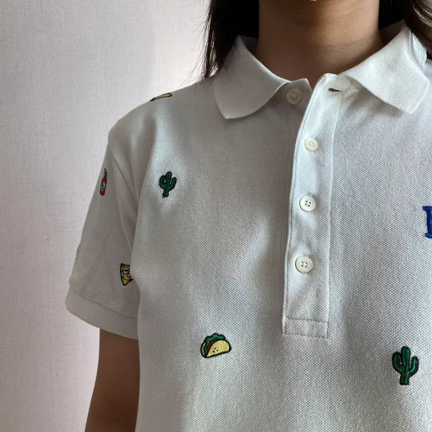 [BUNJANG] Pearly Gates White Embroidered Pique Shirt / [Pearly Gates] 위트 자수 화이트 피케 셔츠